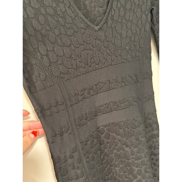 NEW! Good American S Low Down Bodycon BANDAGAE Midi Dress Long Sleeve Black Sz 1 - Picture 8 of 9